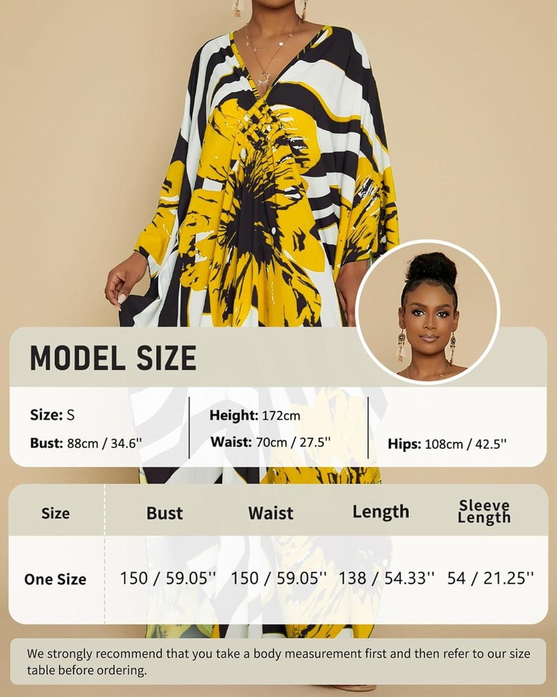 Bsubseach Women Floral Print Kaftan Dresses Plus Size Bathing Suit Cover Up Moo Moos Caftan Beach Dress for Swimwear Summer - Image 4
